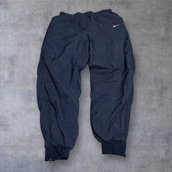 Vintage Nike Track Pants Mens Large Blue 90s Zip Ankle Windbreaker White Tag VTG - Picture 3 of 5